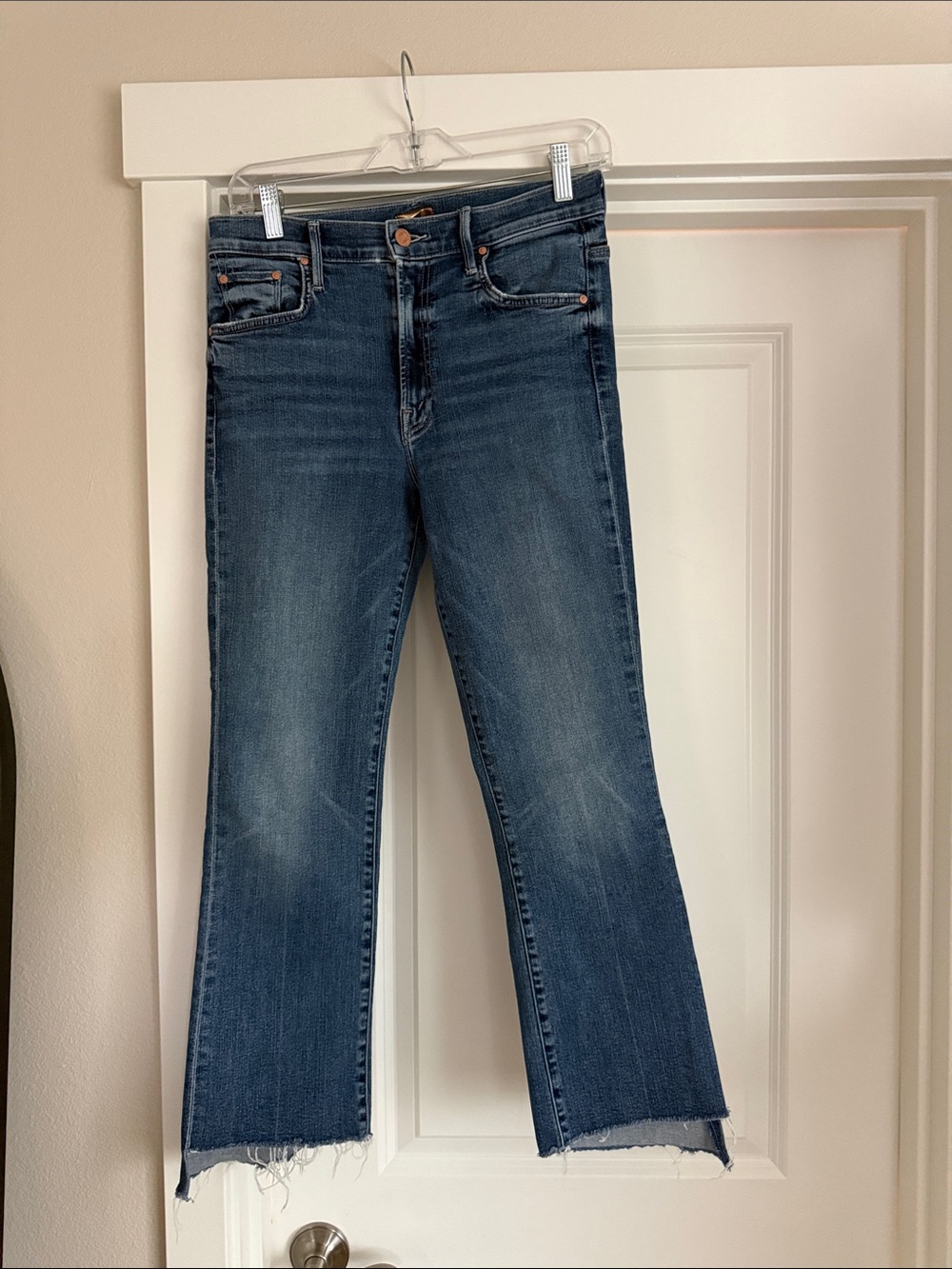 MOTHER Women's Crop Flare Jeans in Medium Blue